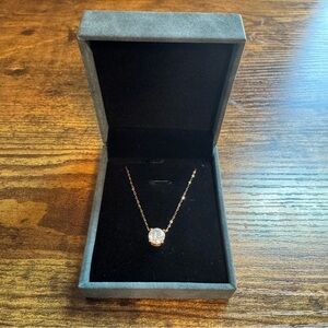 NWT Fencci 14KT Moissanite Solitaire Necklace 18”